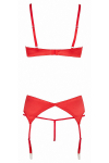 Ensemble lingerie 3 pi�ces ouvert rouge - Cottelli Lingerie